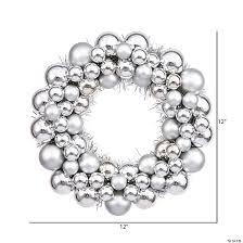 Vickerman 12" Silver Shiny and Matte Ball Wreath | Oriental ...