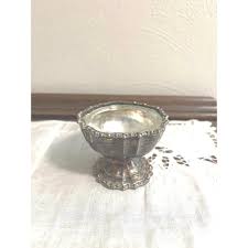 Small Vintage Silverplate Pedestal Salt Cellar With Glass ...