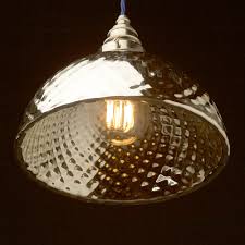 Large Silver Quilted Glass Mercury X-Ray Shade Pendant