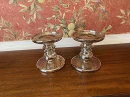 Slatkin And Co Glass Pillar Candle Holders, Set of Two | eBay