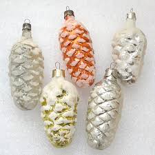 5 Antique Vintage Silver Glass USSR Christmas Ornaments Xmas ...