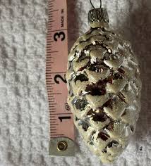 Vtg. Silver With Snow& Glitter Pinecone Ornament Made In ...