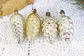 Set of 4 Soviet Christmas Cones White Cones Glass Pine Cones ...
