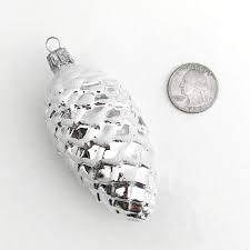 Silver Pine Cone Christmas Ornament ~ Czech Republic ~ 3-1/4 ...