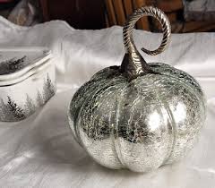 Silver Crackled Glass Pumpkin w/ Metal Stem Home Goods | eBay
