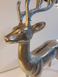 Reindeer Figurine Silver Chrome 14.5" pre-owned heavyweight ...