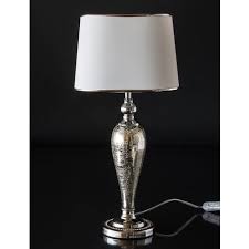 Silvered lamp and crackled glass with oval lampshade | No ...