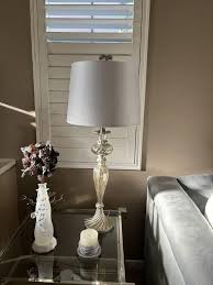 White Shimmer Tapered Drum Medium Table Lamp Shade, 12x14x10