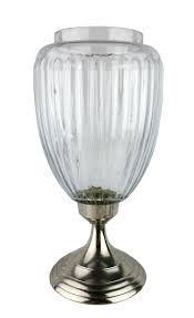 Vintage Lidded Pedestal Candy Jar Ribbed Glass Metal Base and Lid 15" Tall | eBay