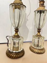 Pair of 1940's Crystal Table Lamps with Bronze Fittings For Sale at 1stDibs