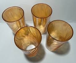 Vintage Amber Swirl Juice Glasses-- Set of 4 - Etsy