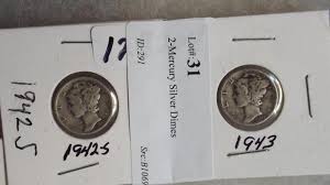 Lot - 2-Mercury Silver Dimes