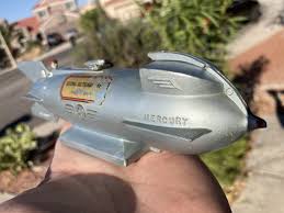Vintage 50s Mechanical Mercury Rocket Bank Coin Bank MCM Toy ...