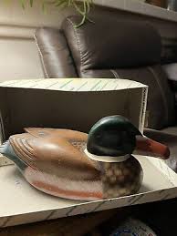 Woodduck DUCK DECOY WOOD DETAILED GLASS EYES Hollow Hand ...