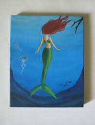 Mermaid and Diver Painting - Etsy