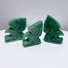 3 Pieces Green Aventurine Eagle Carving