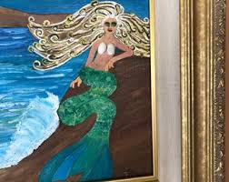 King Neptune and Mermaid Oil Painting on Canvas in a Beautiful Gold Frame - Etsy