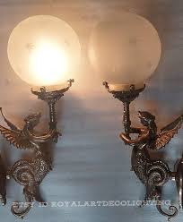 Pair Vintage Art Nouveau Deco Light Old Lamp Mermaid Wall Sconces Fixture Brass & Star Globe Glass Shade Light Antique Lamp - Etsy Canada