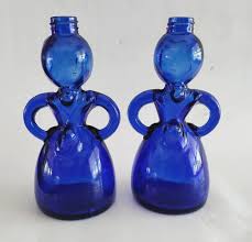 Vintage Cobalt Blue Marry Maid Lady Shakers (2) Pepper Salt ...