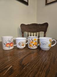 Set of 4 Orange Mugs: Vintage 1970 Retro Japan Stoneware ...