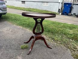 Vintage / Mid-Century MERSMAN Lyre Harp Base Oval Side Table ...