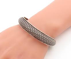 925 Sterling Silver Vintage Dark Tone Basket Weave Cuff Bracelet BT1428 | eBay