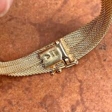 Estate 14KT Yellow Gold 1.00 CT Pave Diamond Station Mesh Soft Bangle Bracelet | eBay