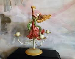 Angel With Wings Candelabra Candleholder Antiqued ...