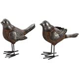 Deco 79 77175 Brown And Gray Bird Sculptures Set 2 ...
