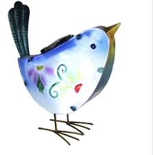 Solar Glass Metal Blue Bird Outdoor Statue | eBay