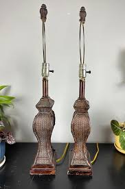 A Pair of Vintage Faux Bamboo Lamps / Wicker Table Lamps / Vintage Home Decoration - Etsy
