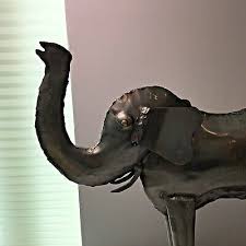 E503~ Vintage Pier 1 Imports Tin Elephant Trunk Up Statue ...
