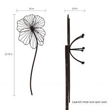 Wall Decor-Rustic Metal Wire Stemmed Flower Sculpture Hanging Accent Art by Lavish Home (Brown) - Bed Bath & Beyond - 27147987