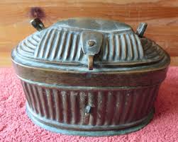 Antique Trinket Box Brass or bronze hinged Vintage embossed ...