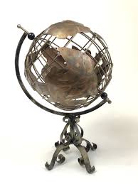 Vintage Metal Art Brutalist World Globe Hemisphere Sculpture | eBay