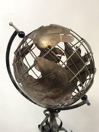 Vintage Metal Art Brutalist World Globe Hemisphere Sculpture | eBay