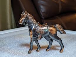 Vintage Cast Copper Metal Horse with Saddle Figure Statue | eBay