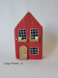 Wooden Houses, Red - Etsy