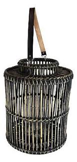 20"H Rustic Western Farmhouse Dark Rattan Wood Candle Holder ...