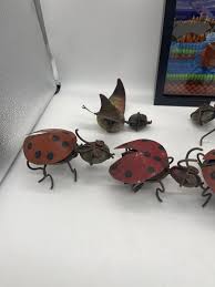Vintage Stone & Iron Lady Bugs, Ant, & Bird Welded Rock Art ...
