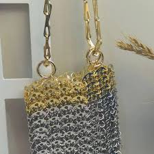 3 Drawstring Women Sequins Bag Designer Metal Chain Woven ...