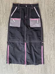 Macgirl Black & Pink Rave Maxi Skirt Size Small 90s Y2k | eBay