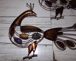 2 Vintage Metal Peacock Pair Metal Tin Wall Hangings Pair | eBay