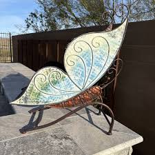 Butterfly Plant Stand Metal 2 Shelf Multicolor Blue Copper 18” X 8” X 22.75” | eBay