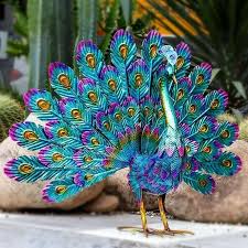 Metal Peacock Statue Ornament Diy Peacock Art Crafts Garden ...