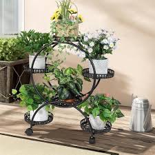 Outdoor Indoor Mobile Metal Plant Stand Planter Flower Pot Garden Shelf Shelving - Newegg.com