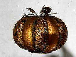 Metal Shiny Orange Pumpkin Fall Halloween Decoration | eBay