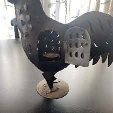 Metal Chicken With Stand Handcrafted 12.5” Tall Tea light ...