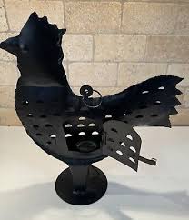 Vintage Metal Rooster Lantern & candle holder. Handcrafted ...