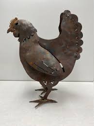 Chicken and Chick Metal Art Sculpture for the Garden, Bird ...